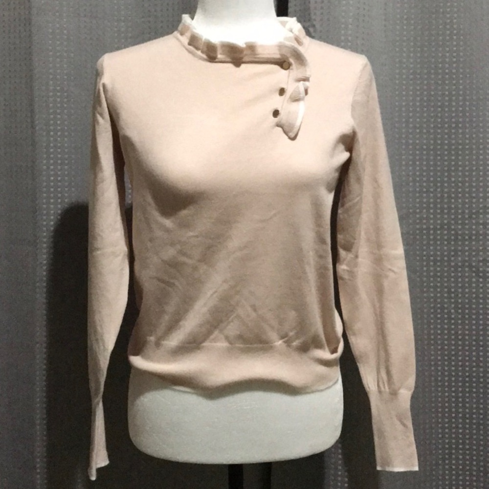 Topshop Viscose Ruffle Collar Knit Top